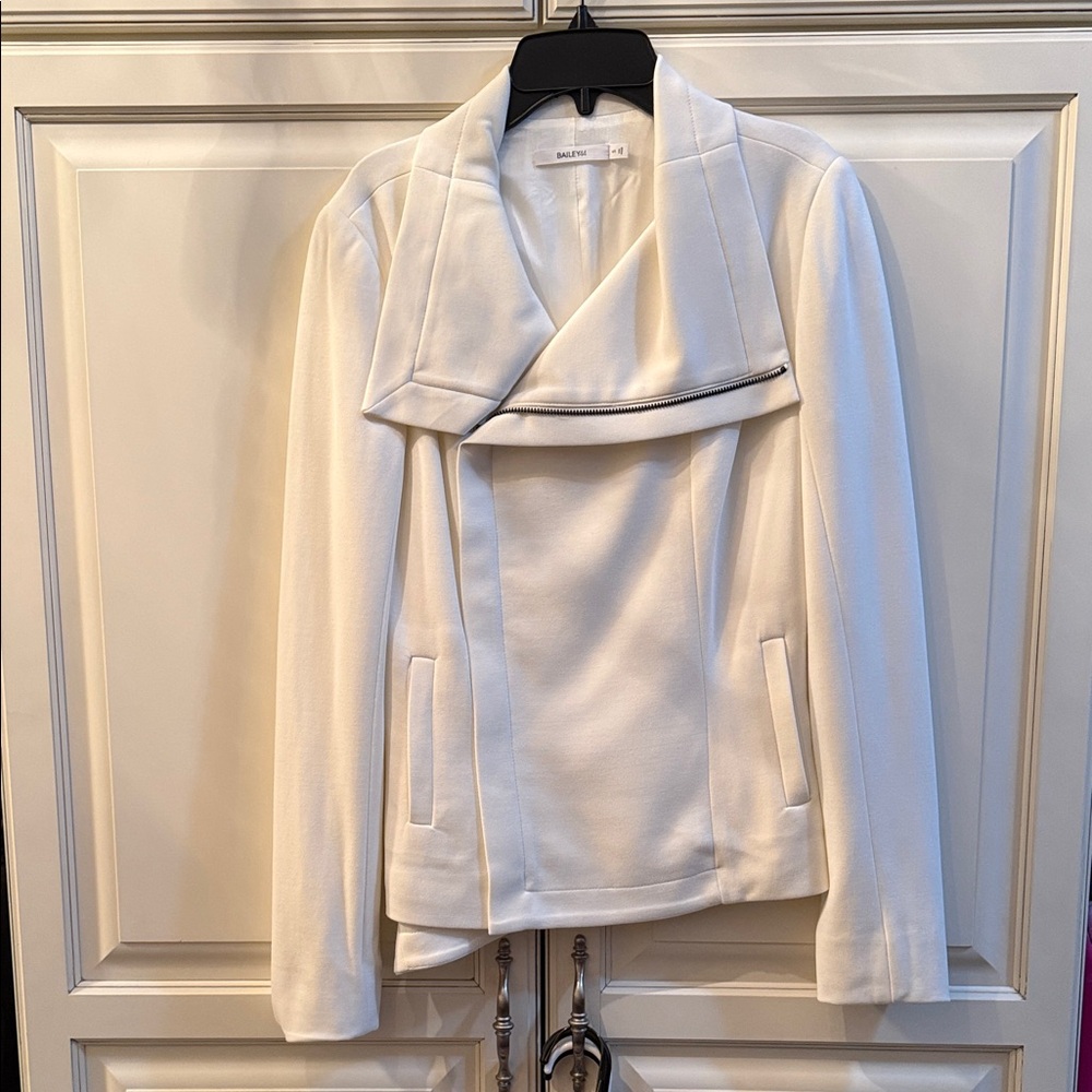 White Draped Collar Jacket